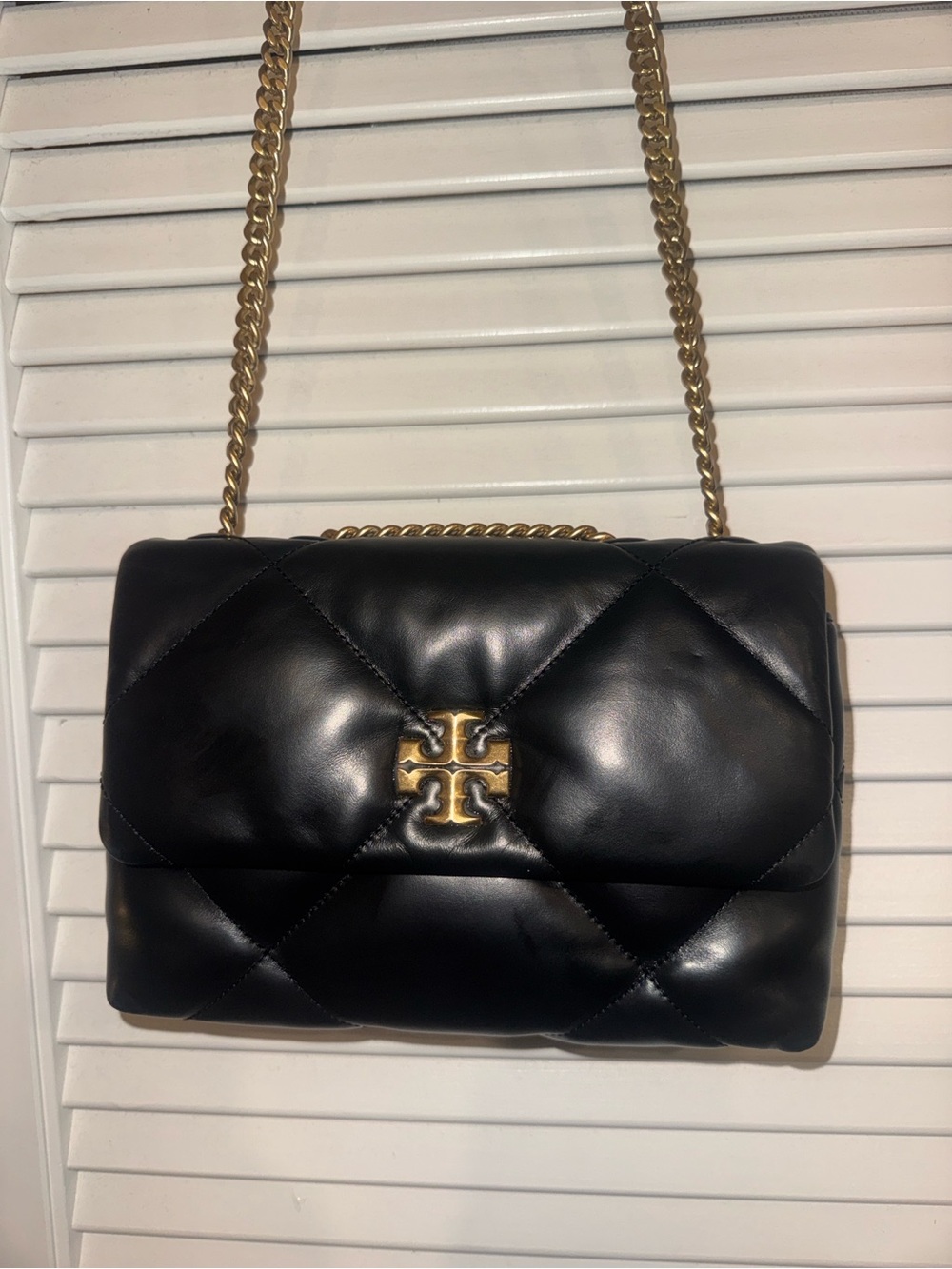 Tory Burch Small Kira Diamond Quilt Black Chain Shoulder Bag